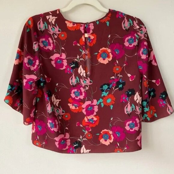 Aritzia Floral Blouse - Burgundy and Pink - Picture 4 of 8